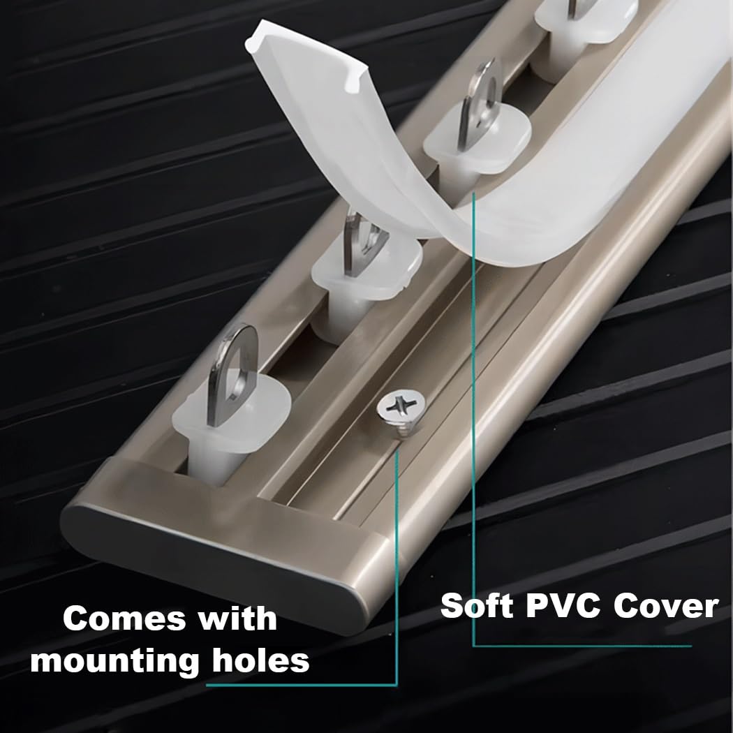 Ultra cienka szyna do zasłon 60 mm zapewniająca prywatność, aluminiowy drążek sufitowy, przesuwny karnisz, cichy karnisz, montaż na suficie, biały/szampański (biały 160 cm)