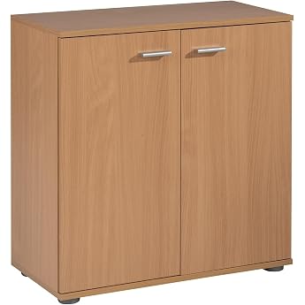 Chest of Drawers with 2 Doors Beech Decoration 71 cm Wide Sideboard Multi-Purpose Cabinet