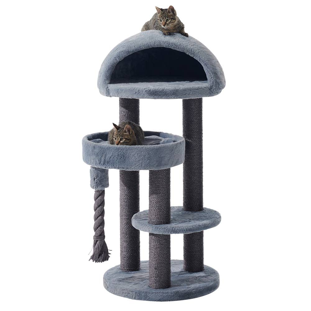 Arbre à chat LITA Gris Nobby avec griffoir en sisal et niche de repos