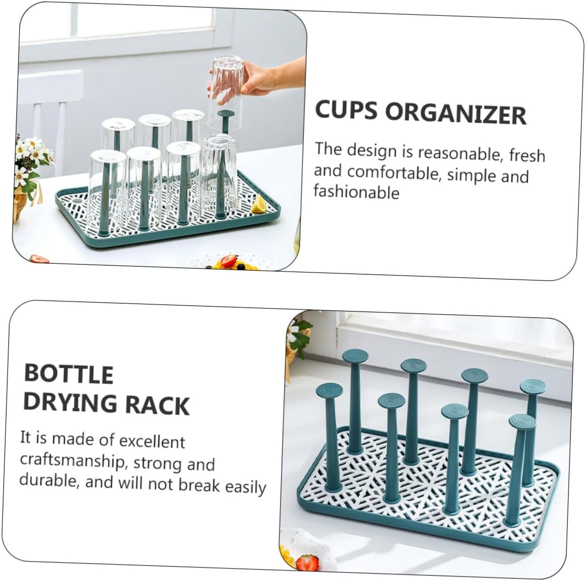 Upside Down Drain Rack Cup Drying Rack for Water Bottles and Glasses Scientific Drainage Design and Space-Saving Storage Solution
