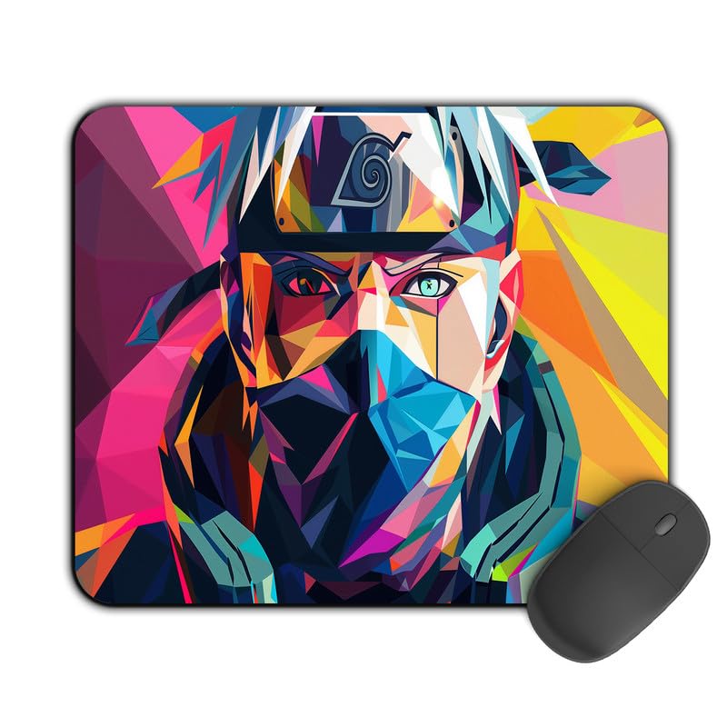 Image of Kirmada Gaming Mouse Pad - Colorful Kakashi (Naruto) Non-Slip Rubber Base - Durable, Smooth Surface, Ergonomic Design, Easy to Clean -Small Size for Mackbook,Laptop,Desktop