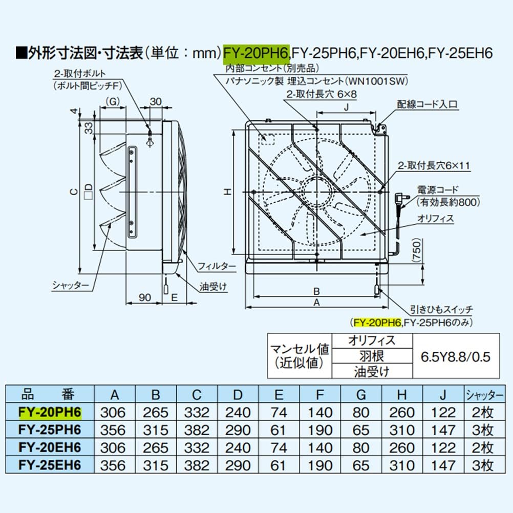 Amazon | パナソニック(Panasonic) フィルター付換気扇 FY-20PH6 | 換気扇