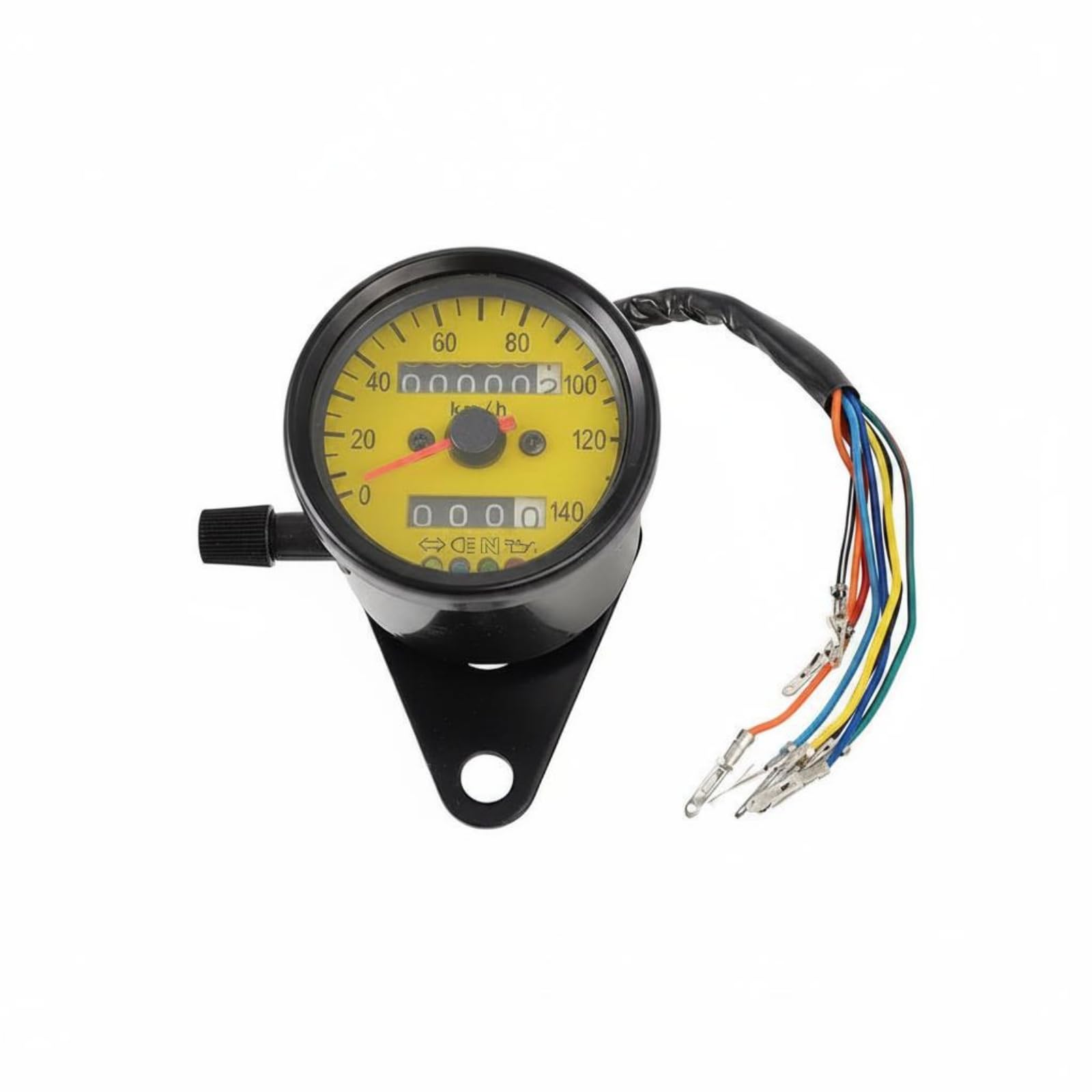 Metal Body Retro Motorcycle Speedometer Glass Face Motorbike Odometer Gauge Multifunction Display Custom Motorcycle Instrument Cluster Easy Installation, 4-Indicator Blk YLW Motors |-image-13