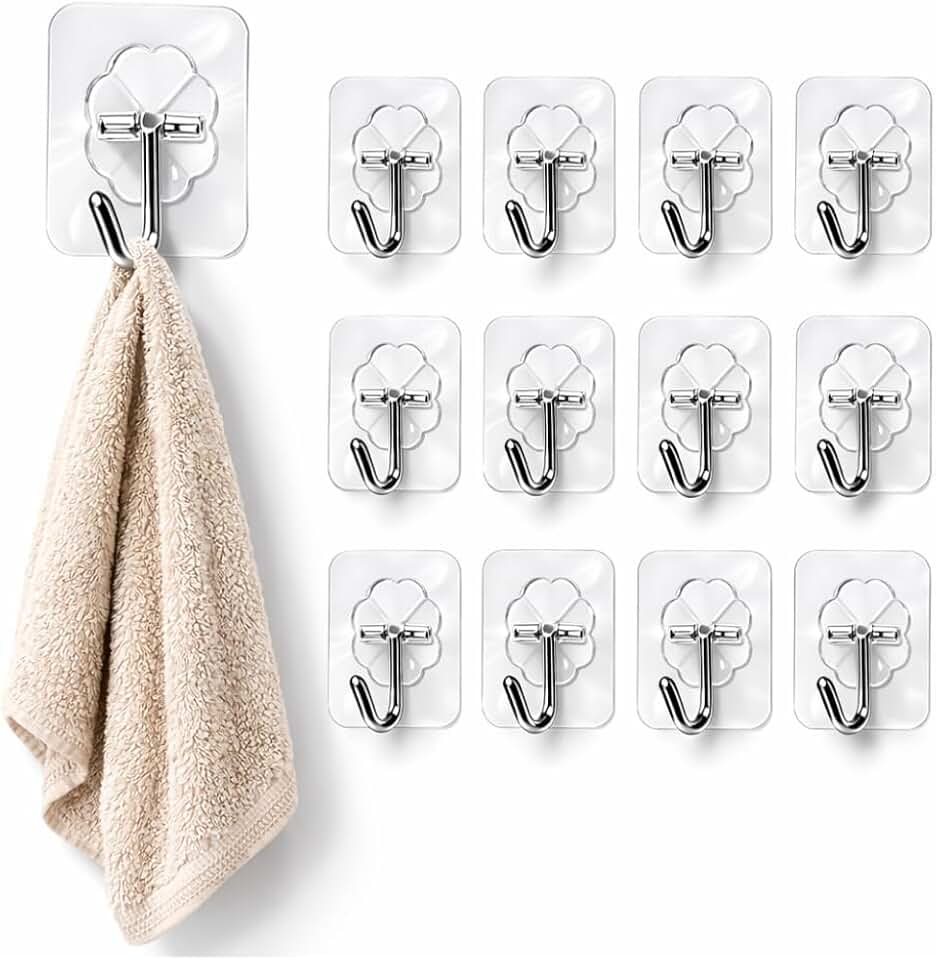 Kit 10 Ganchos Adesivos Transparentes para Parede – Gancho Multiuso Forte sem Furo – Suporte Adesivo para Cozinha, Banheiro, Quarto – Fácil Aplicação, Alta Fixação, Reutilizável e Resistente,Prende