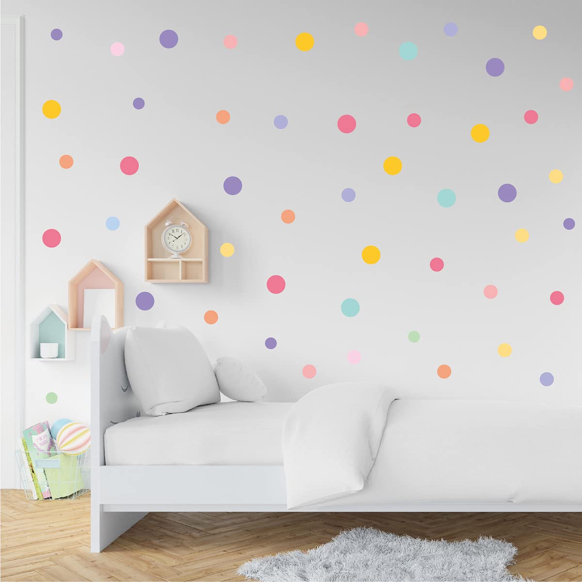 Vicbin Pastel Polka Dot Wall Decals,130Pcs Removable Colorful Circle Wall Stickers,Peel And Stick Vinyl Art,Waterproof & Fade-Resistant, Diy Decor For Living Room,Bedroom,Dorm Wall,Friendly Home Decoration