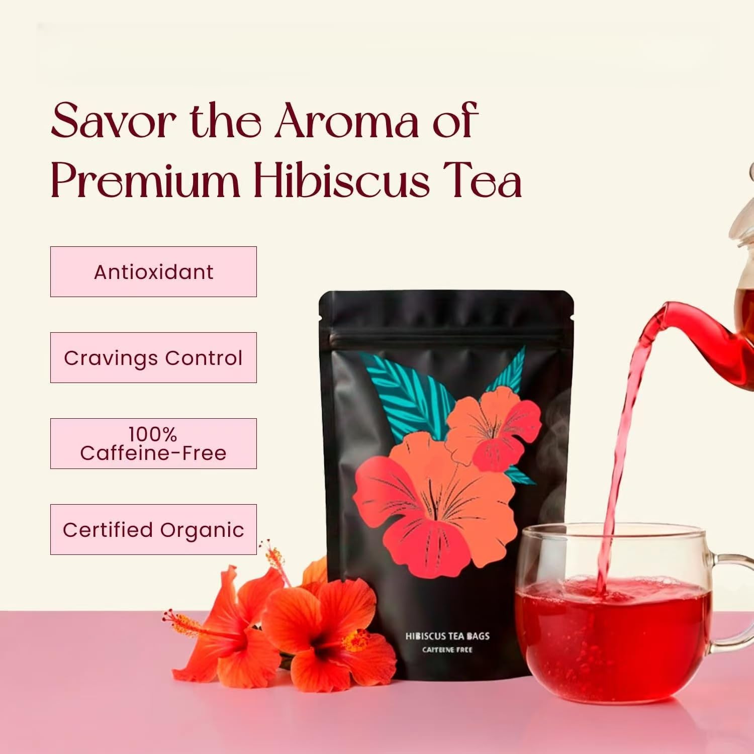 Sachets de thé à l'hibiscus biologique – Tisane sans caféine