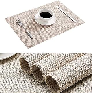 Placemats Set of 4 Dining Table Mats Woven Vinyl PVC Placemats Non-slip Heat-resistant Washable Place Mats