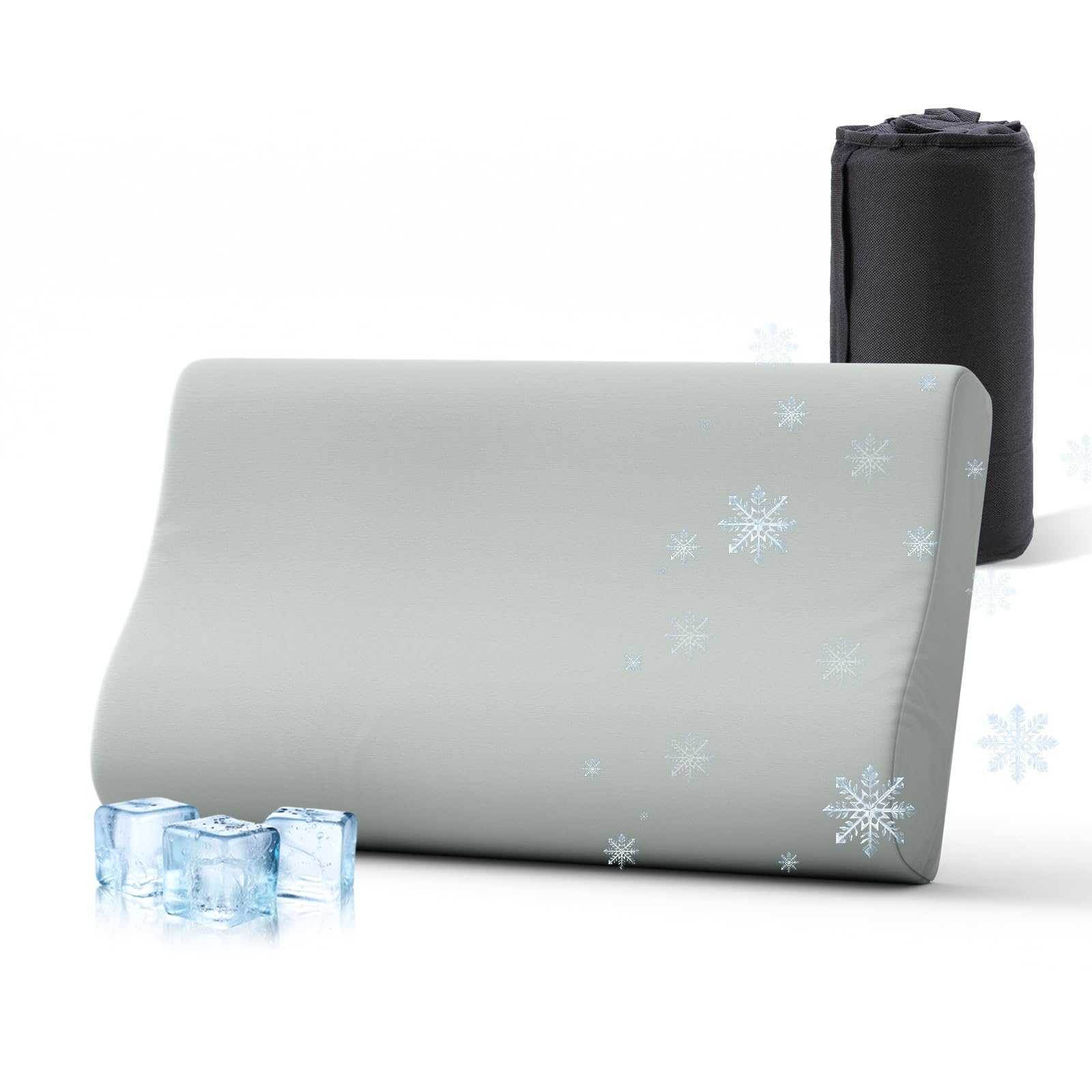 Ruizman Camping Pillows for Sleeping - Memory Foam Travel Pillow 2 Heights Use - Small Travel Pillow for Camping, Hiking, Backpacking with Storage Bag (Grey)