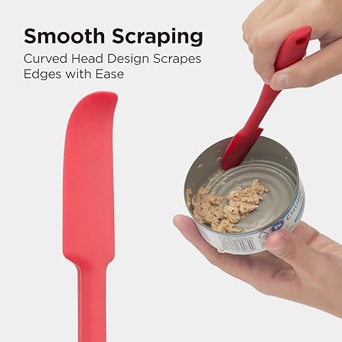 Miniatura 3 de Kitchen Mama WaltzGrip - Juego de espátulas de silicona platino para tarros: resistentes al calor, aptas para lavavajillas, agarre ergonómico, Rojo