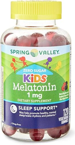 Miniatura 6 de Gomitas de melatonina para niños, Spring Valley 1 mg sabor frambuesa y mora, 120 unidades (1), juego con estuche de semana Fusion Shop Store (1)