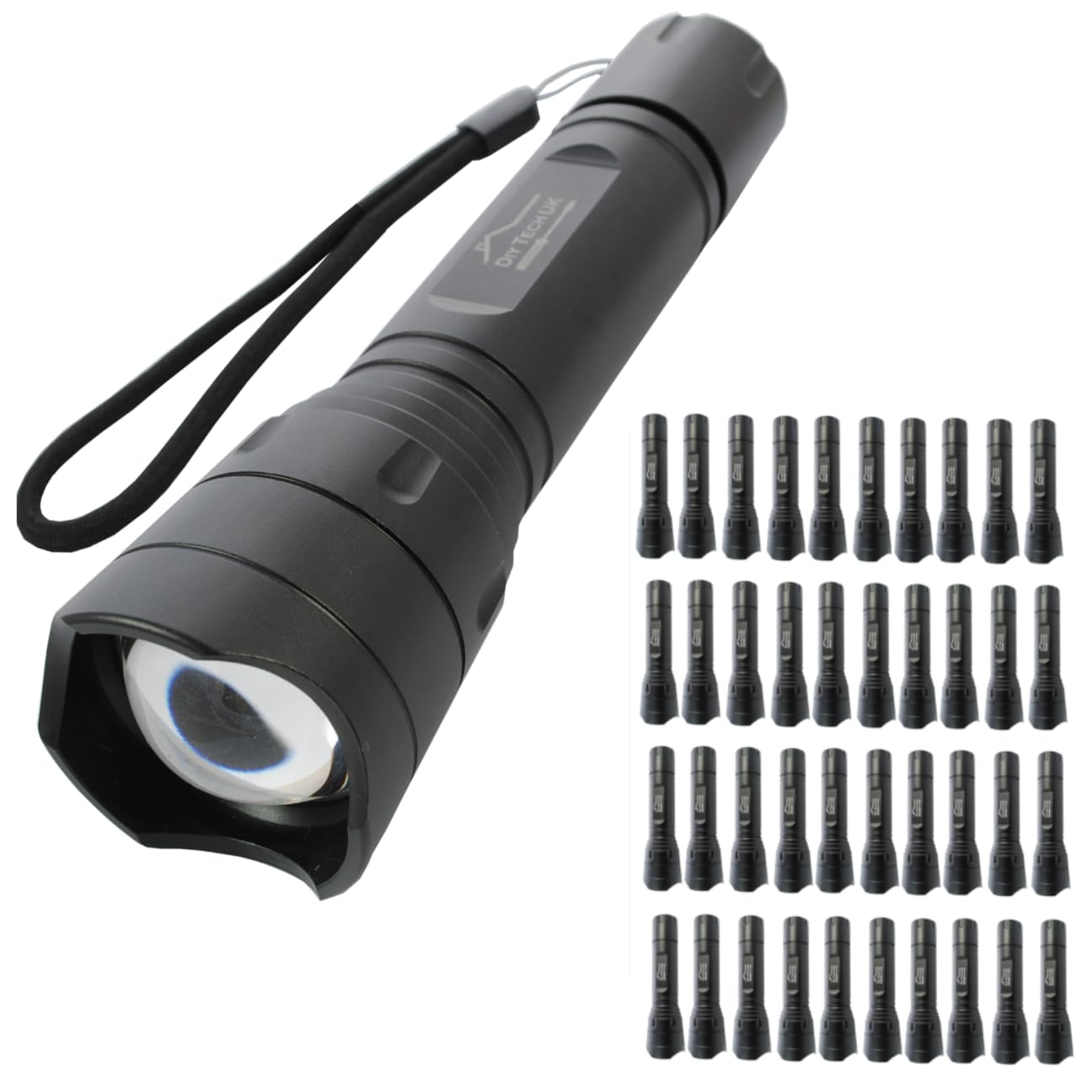 DIY TECH UK - IncrediBeam Supreme 15cm Pocket Torch - 40 MULTI PACK - Latest Super-Bright LED - 300m Long Range - Zoomable - 5 Functions - Anti-Slip Aerospace Grade Aluminium Body Black Multipack Bulk