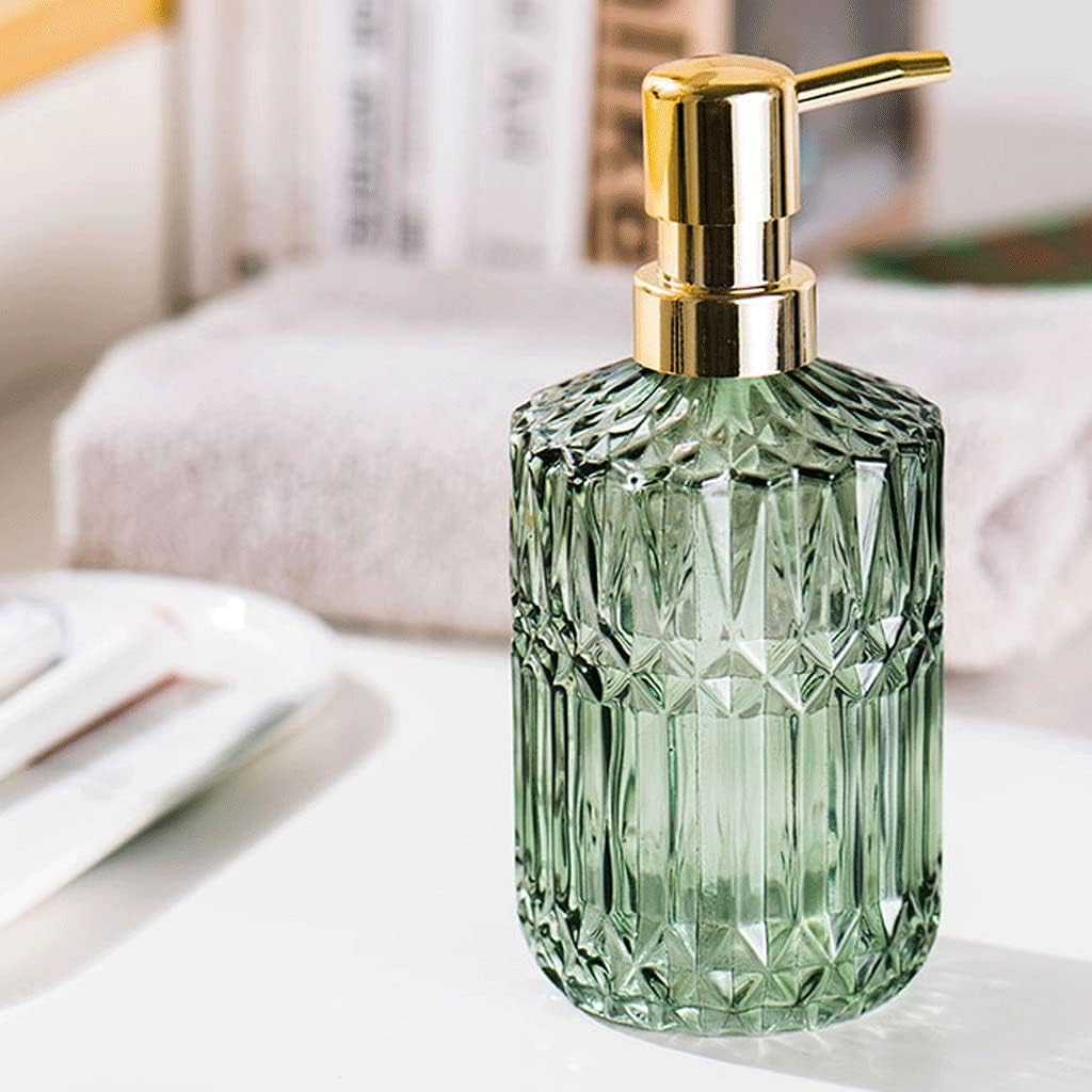 カウンタートップソープディスペンサー ガラスソープディスペンサー カウンタートップ ポンプボトル ローションコンテナ ポンプ付き 1