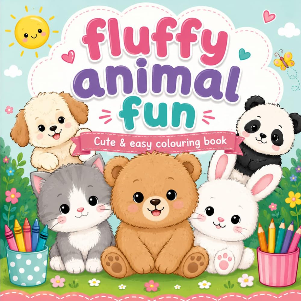 Fluffy Animal Fun: Cute & Easy Coloring Book