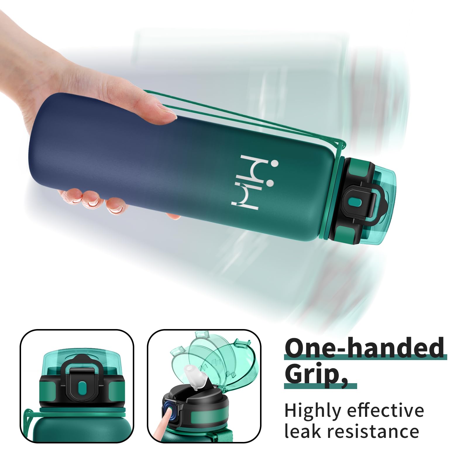 Borraccia Termica 1 Litro, Borraccia Palestra con Cannuccia, a Prova di Perdite, Acciaio Inox senza BPA, Doppia Parete Isolante,Termos per Sport, Campeggio, Ciclismo, Palestra - 5