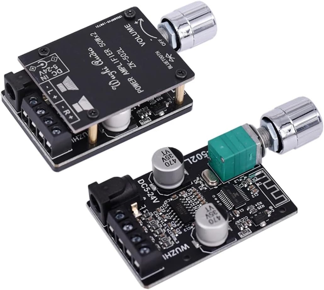 Mini Power Amplifier Board, 50W x 2, BT 5.0 Wireless Audio, Stereo Board Audio, Digital Power Amplifier, Infinite Tuning, Stereo Board Amplifier, Dual Channel Amplifier Doll