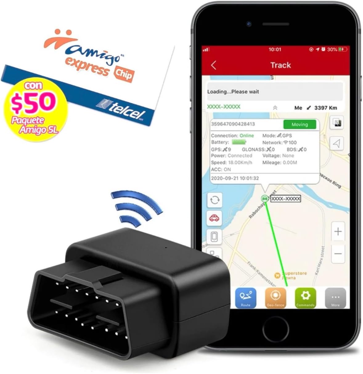 Micodus MV66 with phone showing app and SIM card