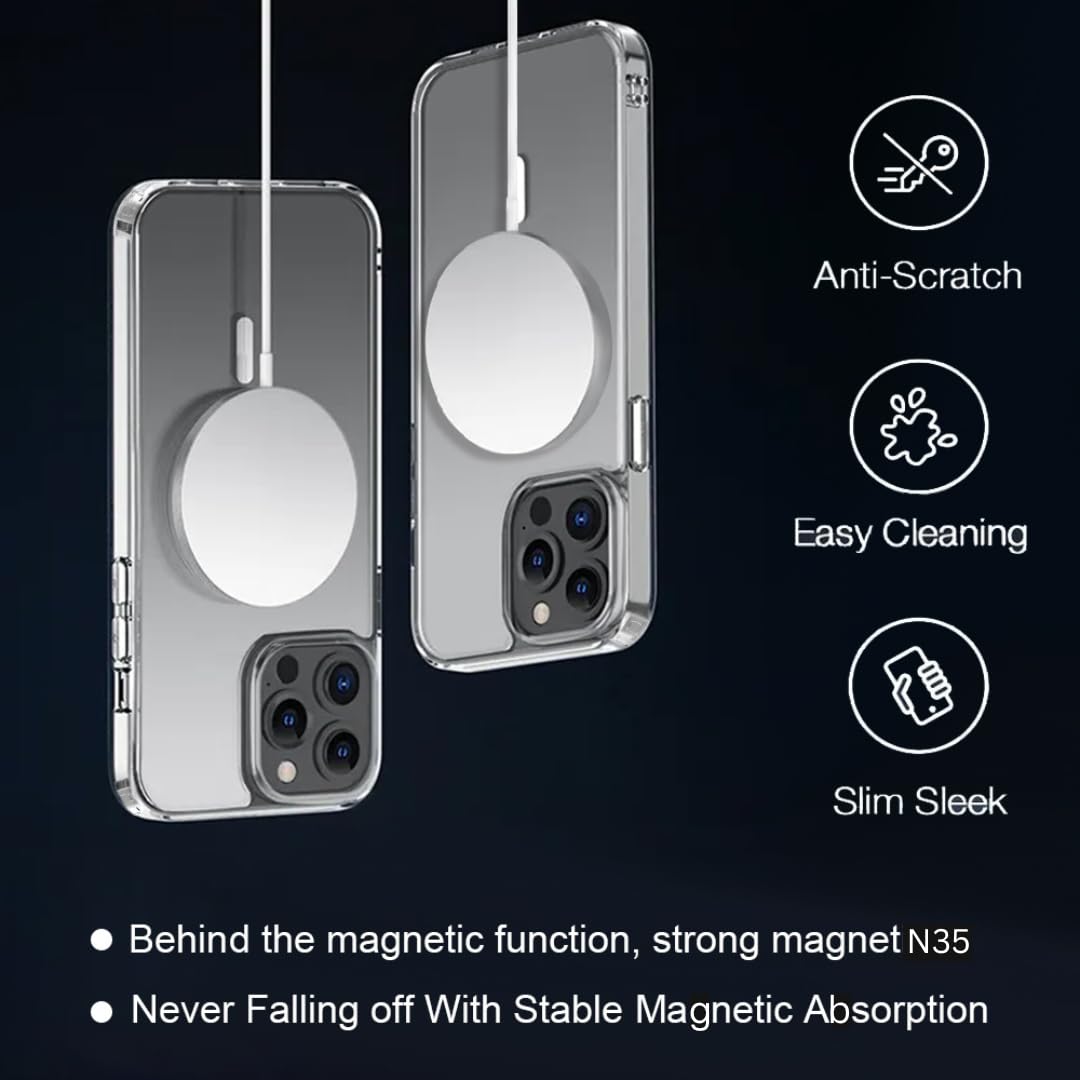 BRELIE Custodia Magnetica Trasparente Per IPhone 16 Pro Max Con Pellicola Privacy E Ricarica MagSafe - 4