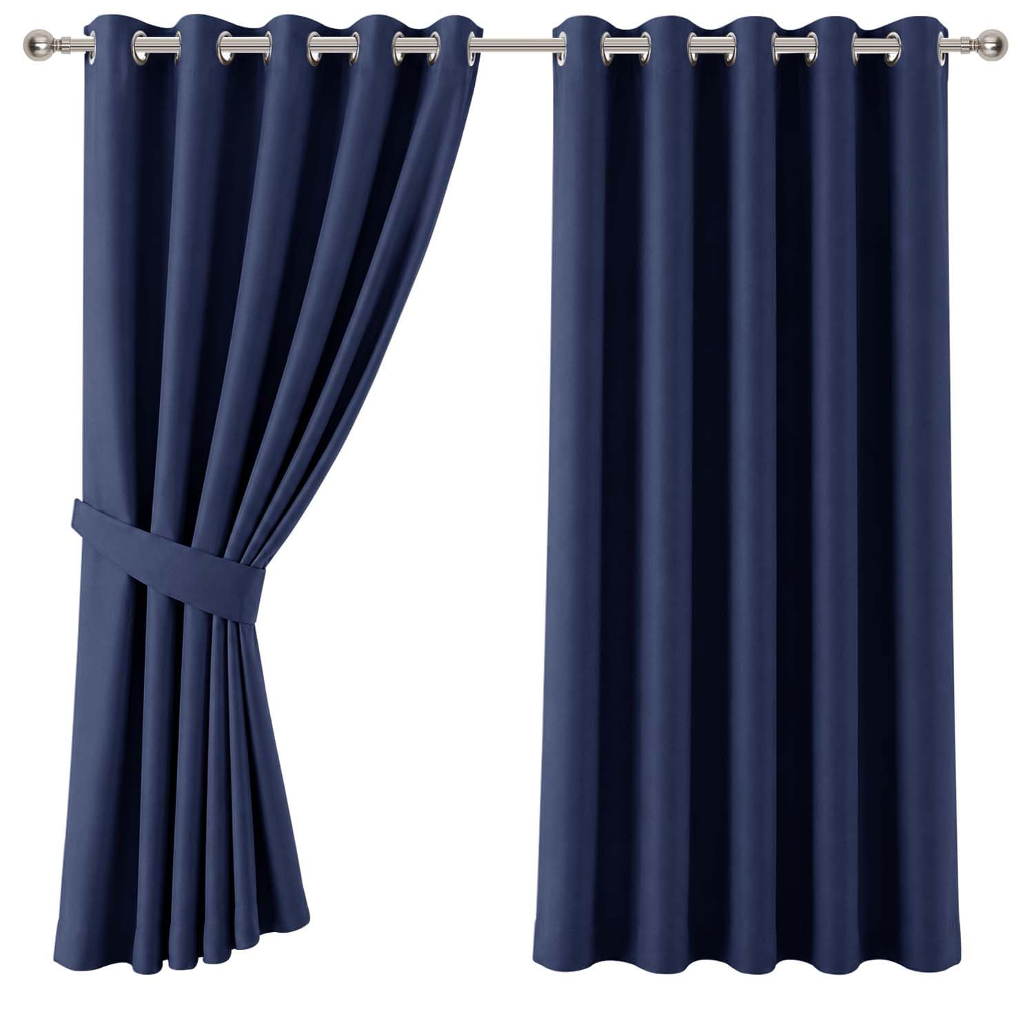 Aspire Homeware Navy Eyelet Blackout Bedroom Curtains, 66" X 84" 1 Pair