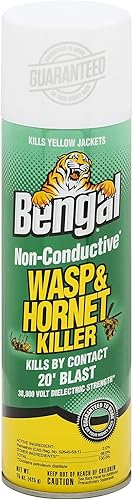 Bengal Asesino no conductor de avispas y avispones - Espray insecticida de largo alcance para exteriores mata a las chaquetas amarillas al contacto,
