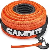 SAMOUT Synthetic Winch Rope Cable Kit: 3/8in x 92ft 25500LBS with Protective Sleeve + Forged 35000LB