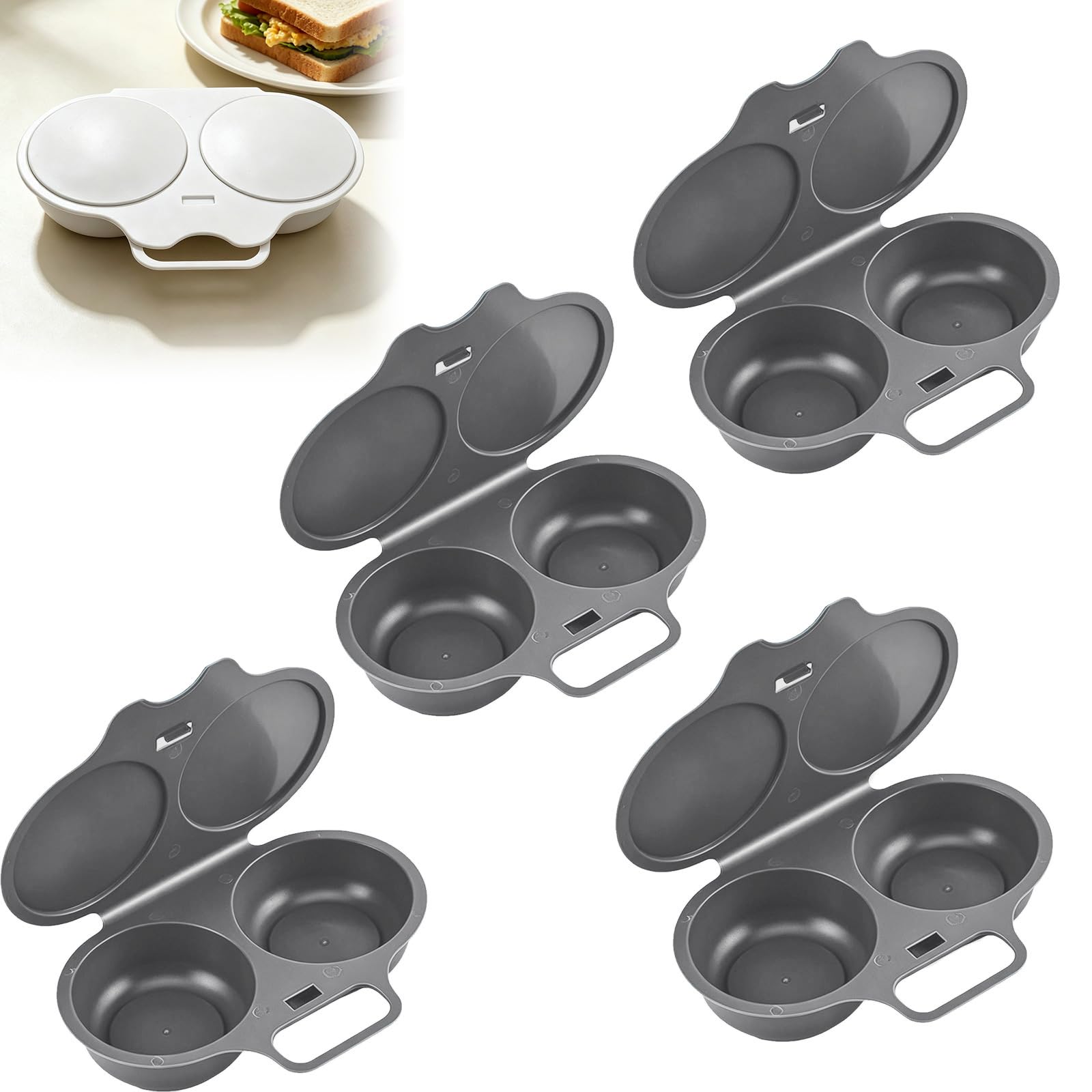 Microwave Egg Poacher With Lid & Handle, Dual Cavity Microwave Egg Cooker