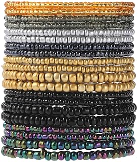 xuzhiyuan Boho Colorful Stackable Stretch Bracelets for Women - Crystal Glass Bead Multilayer Bohemian Jewelry
