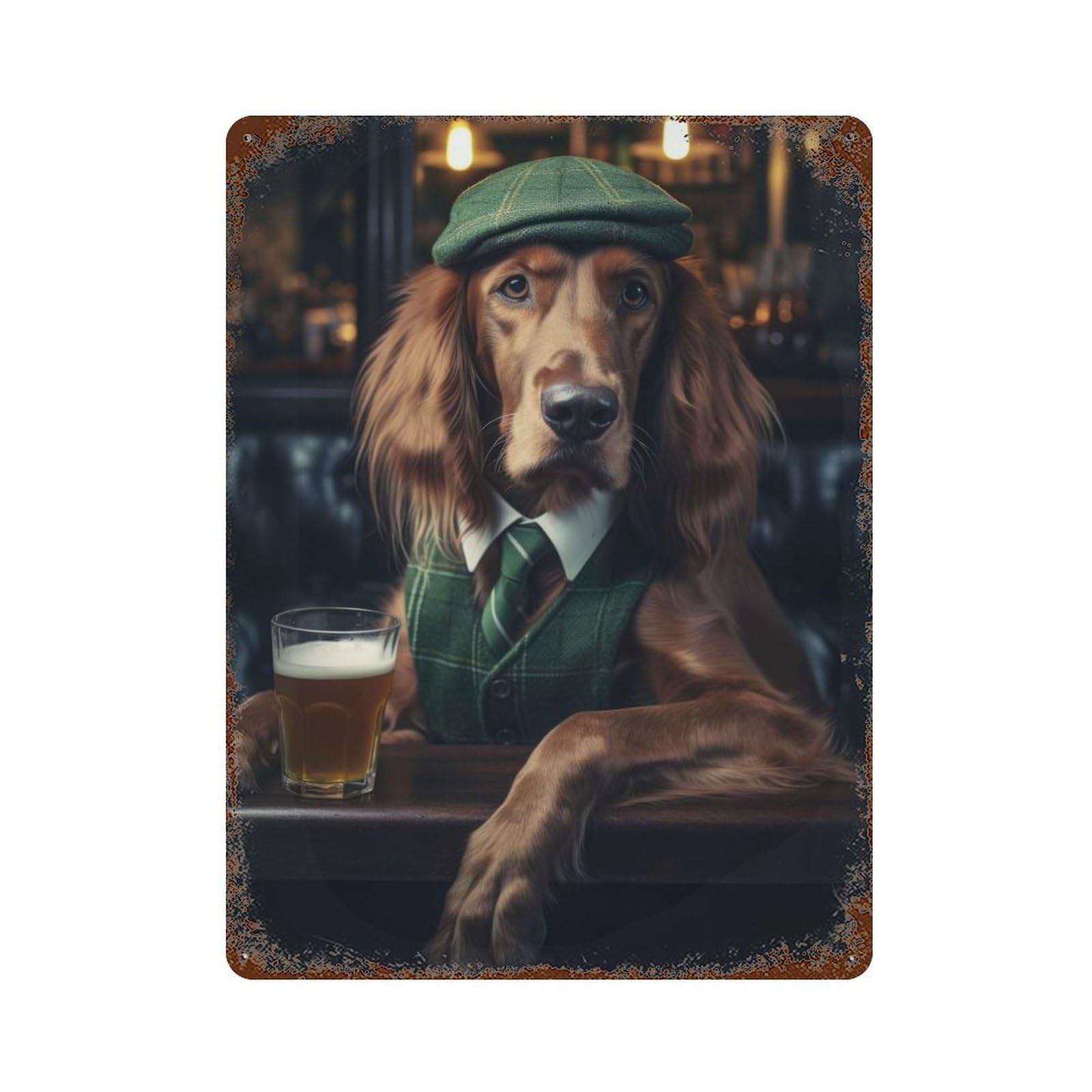 Retro Metal Sign with Irish Setter at The Pub Design 15.7"x11.8", for Living Room, Hallway And Home Decor, Farmhouse Wall Decor