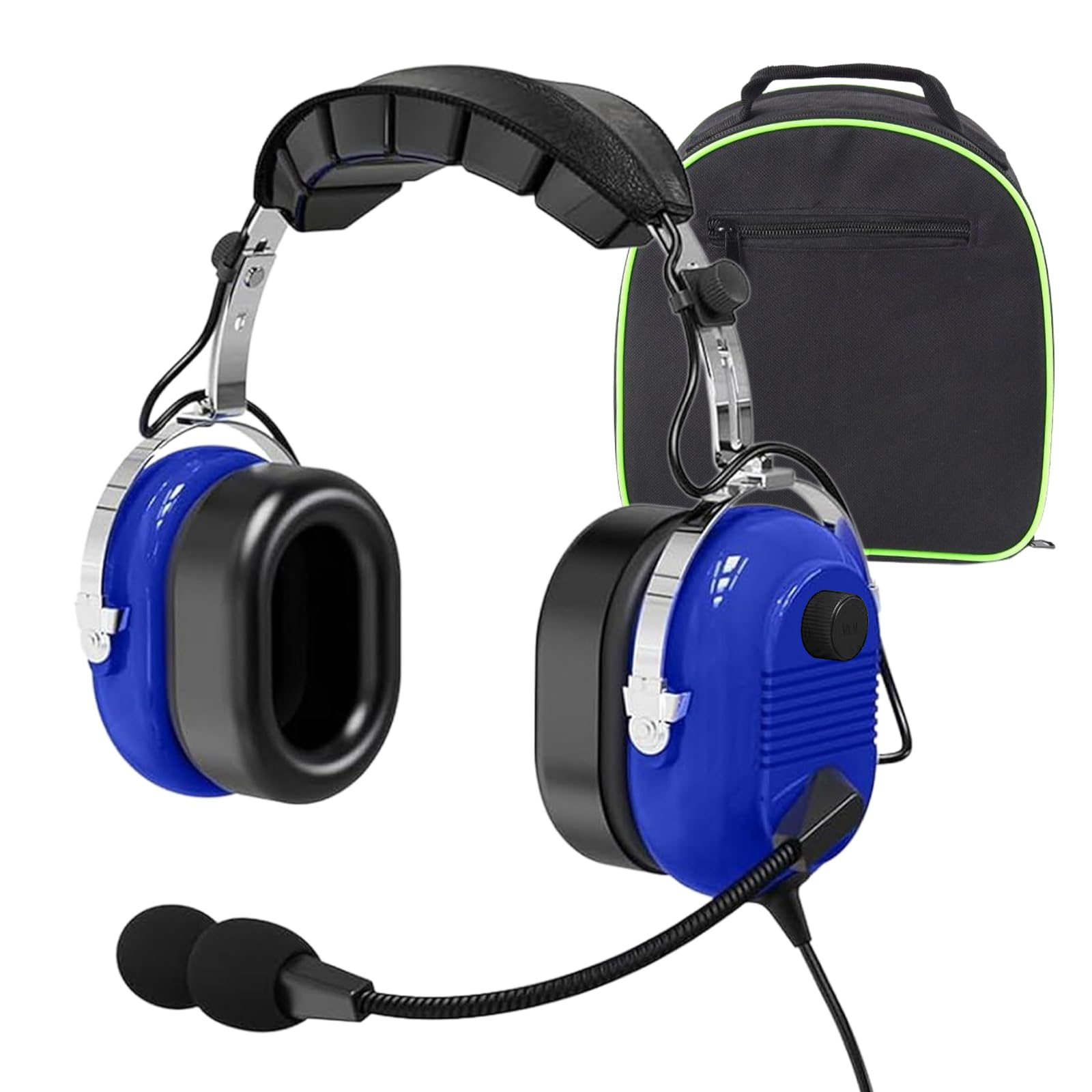 WODASEN Casque pilote d'aviation pour étudiants, école de vol, casque d'aviation à suppression passive du bruit, avec micro perche, contrôle du volume, double prise GA 24 dB, compatibilité mono et