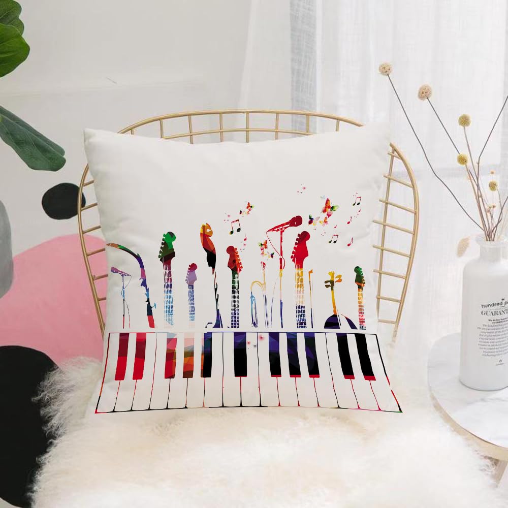 HYMSXW Cushion Cover,Throw Pillow Case Home Decorative for Living Room Bedroom Sofa Chair 20X20 Inch,Colorful music instruments background,Pillowcase 50X50cm