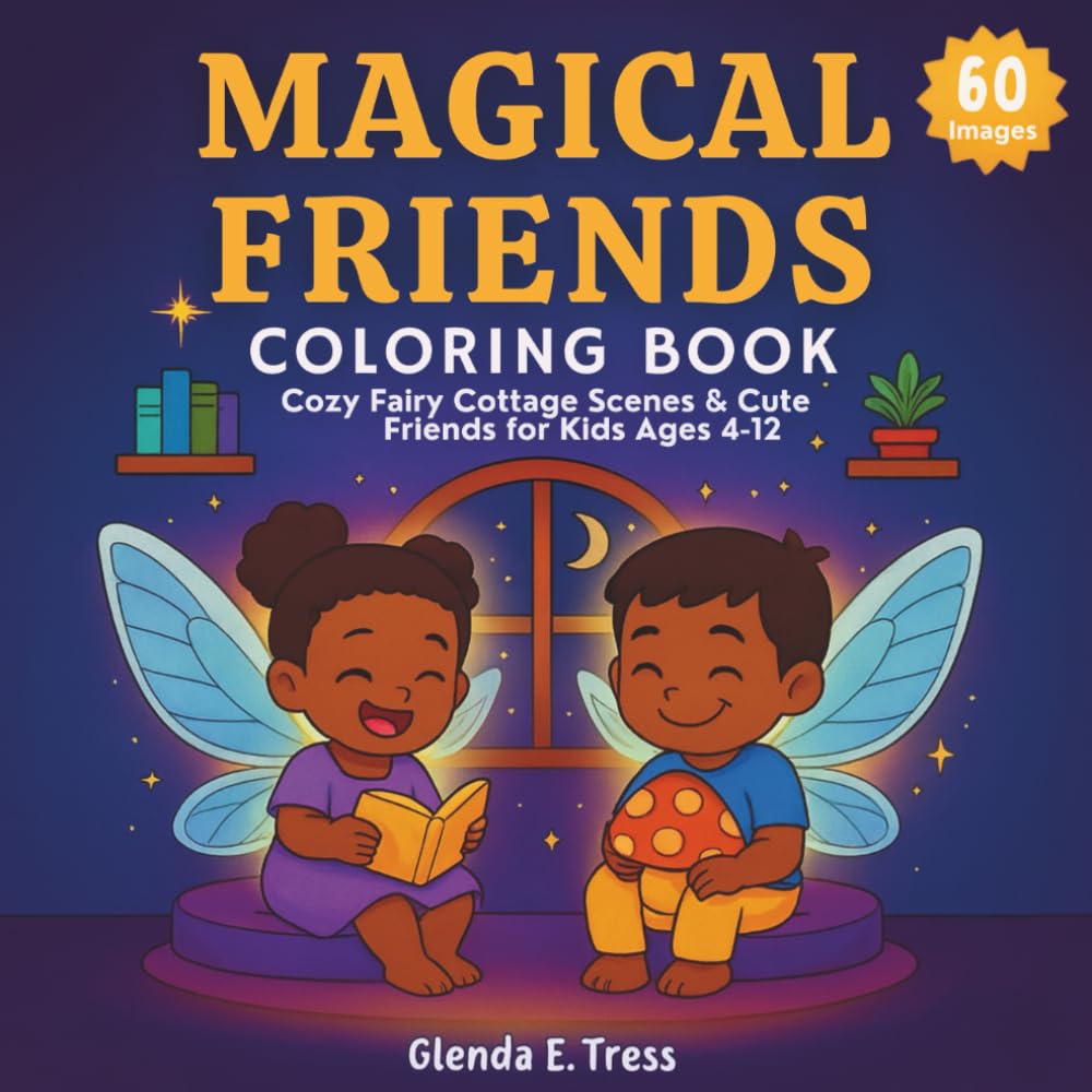 Magical Friends Coloring Book:: Cozy Fairy Cottage Scenes, Cute Kids, & Whimsical Comfort Art for ages 4-12