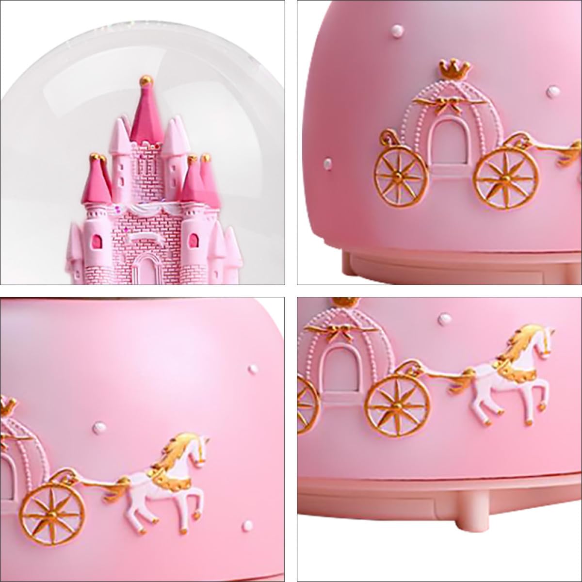 Toyvian Bola de Nieve de Cristal Rosa Mediana Música y Efecto Nieve Manual, Adorno Decorativo para Escritorio y Hogar, Bola de Cristal para Niñas, Obsequio de Cuento de Hadas