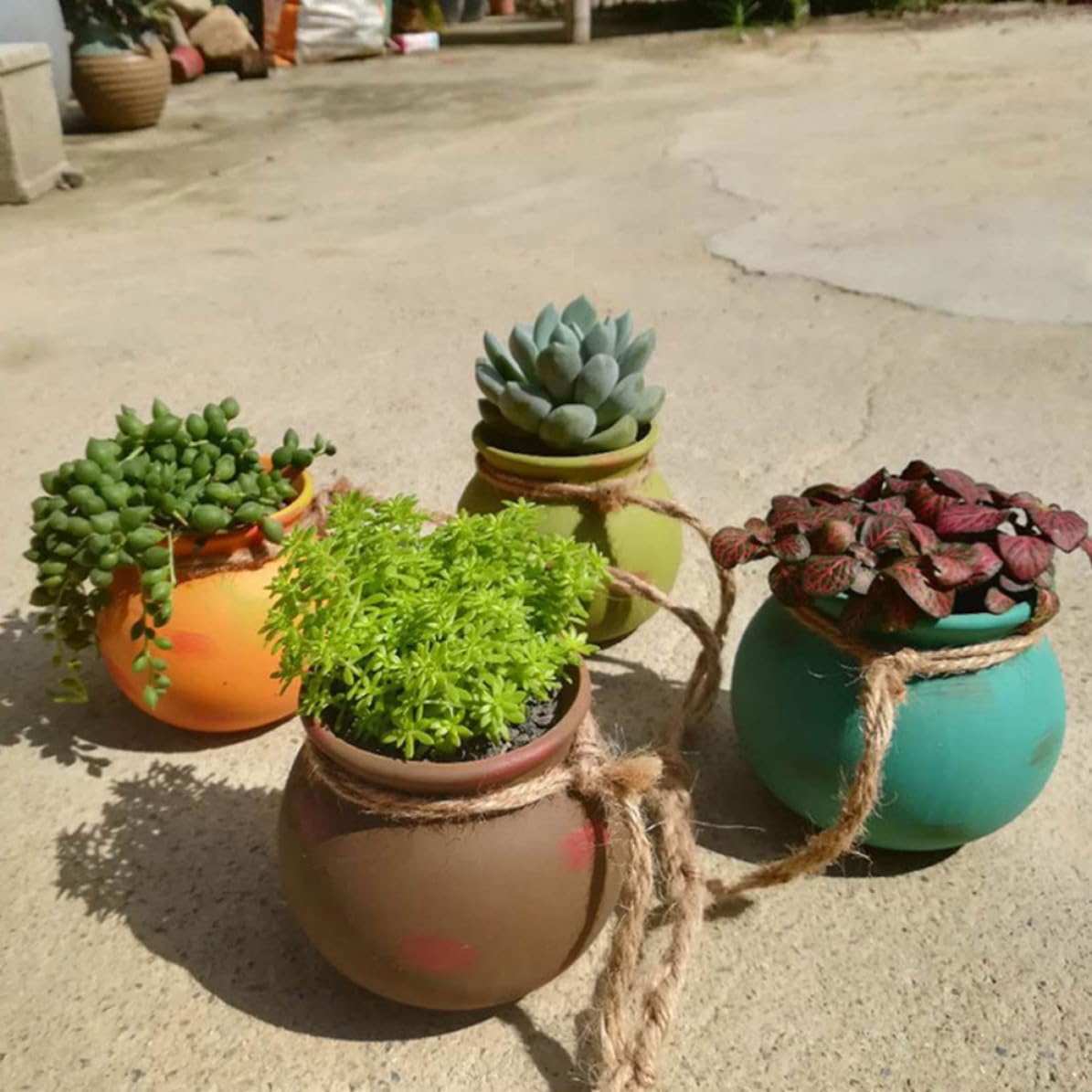 BESPORTBLE Maceta Colgante Decoración Elegante Hogar y Oficina para Balcón y Jardín de Cerámica Cuerda Resistente para Plantas Pequeñas