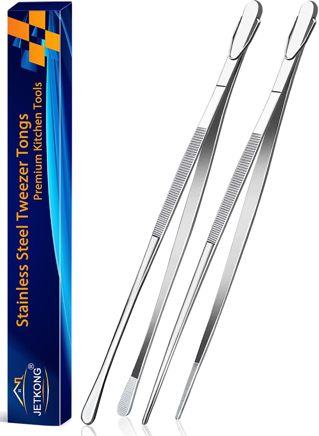 JETKONG 2 Pcs 16Inch Kitchen Tweezers Extra Long Tweezer