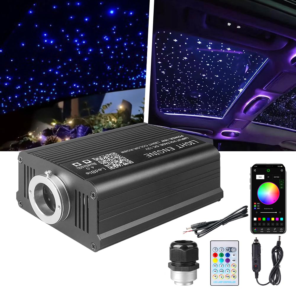 Twinkle Starlight Headliner Light,16W 500pcs 6.5ft LED Star Ceiling Fiber Optic Light Kit APP/Remote Control for Car/Home/Party