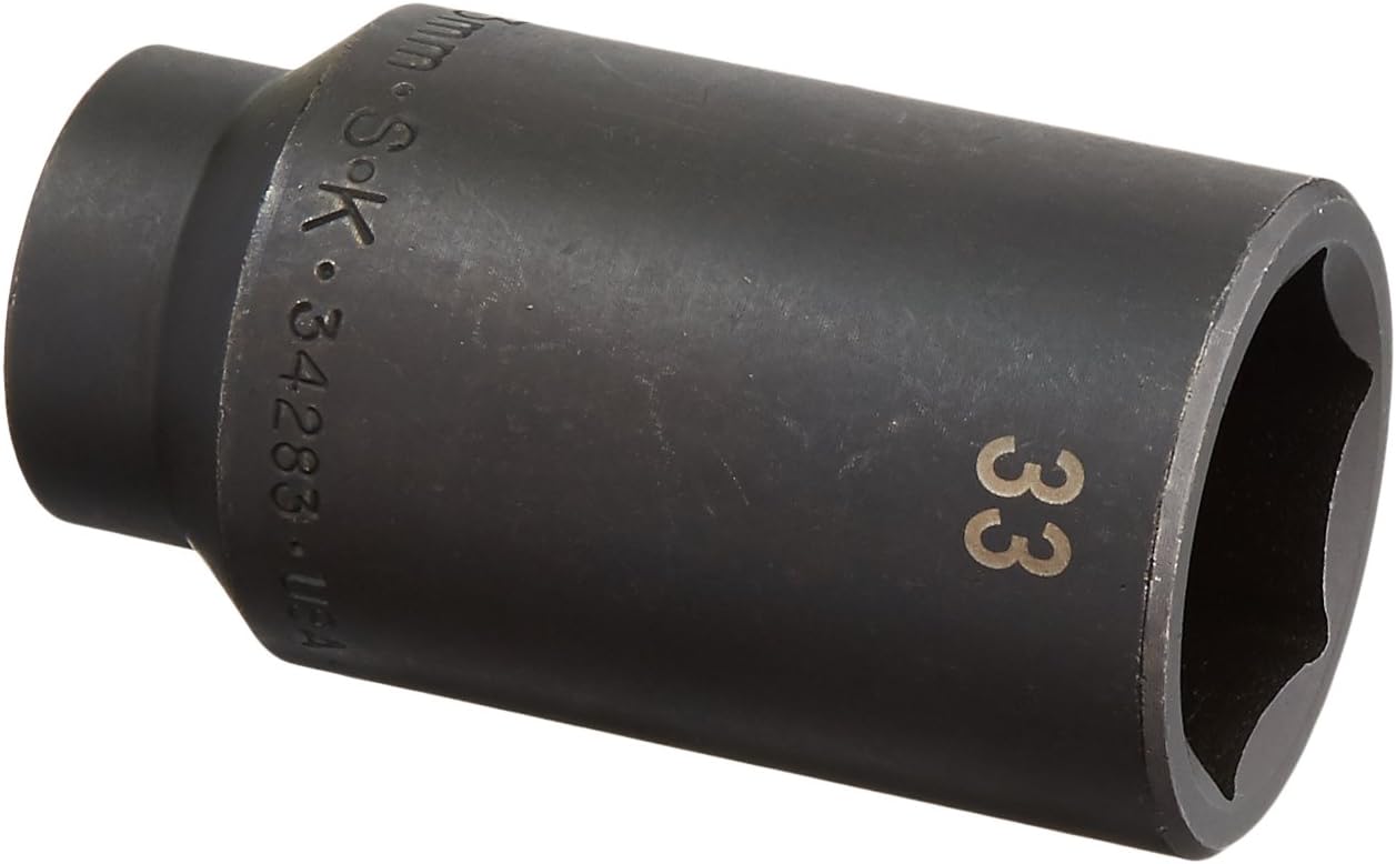 SK Tools USA 1/2" Drive, 33MM, 6 Point, Deep Impact Socket | 34283