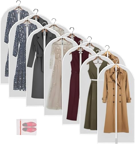 Bolsas transparentes para ropa, fundas protectoras de polvo (juego de 12) para almacenamiento, bolsas de plástico para ropa, bolsas de ropa