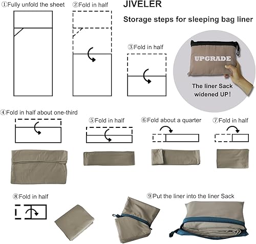 Miniatura 6 de JIVELER Saco de dormir ligero con forro para camping, sábanas de viaje, saco de dormir ultraligero para mochileros, senderismo, hotel, hostales y