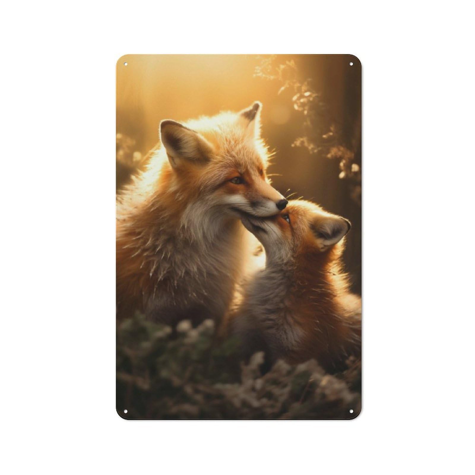 Junmoney Love Couple Romance Foxes Metal Wall Sign 30X20cm Featuring For Hallway Wall, For Kitchen, Dining Room And Home Bar Wall Decor
