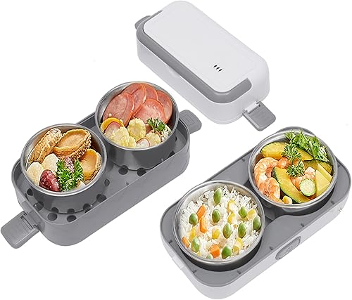 Lonchera eléctrica portátil de cocción automática, mini olla de arroz eléctrica de 2 litros con 4 vaporizadores de acero inoxidable para el hogar,