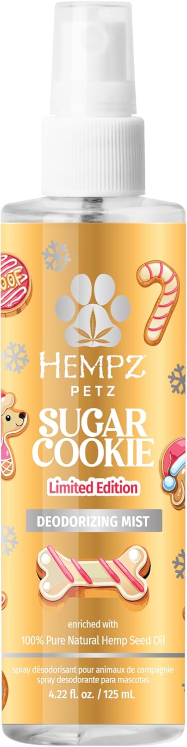 Hempz Petz Vanilla Sugar Cookie Deodorizing Dog Spray - Hydrating Hemp Seed Oil Formula, 4.22 oz