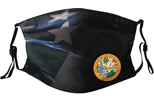 Seal of The State Florida Face Mask Adjustable Breathable Balaclava with Filter Black