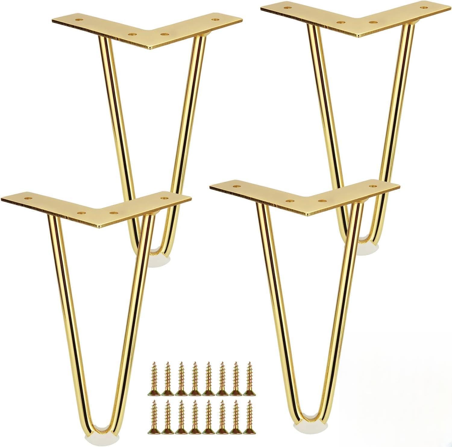 4 patas de mesa con horquilla de 20 cm doradas y grandes