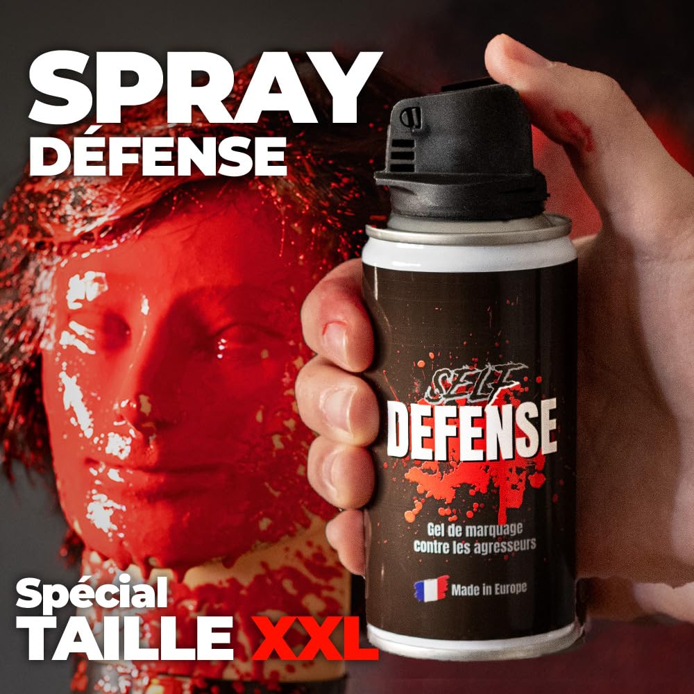 Self Defense Bombe Défense Format Spécial XXL 150 ML - Gel Marqueur Anti Agression Sécurité Plus Puissant Efficace Longue Durée Maximum Rendement, Spray Marquage Délinquants 100% Légale en France