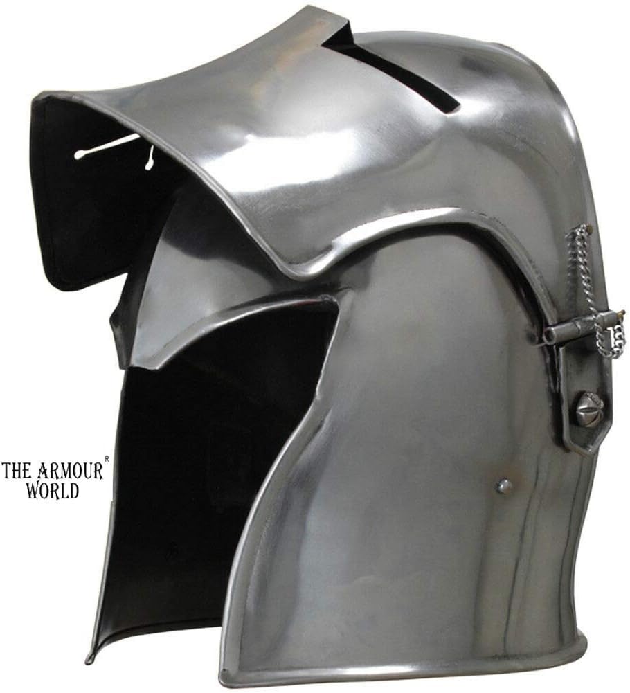 Steel Medieval Visored Barbute Helm Armor SCA LARP Replica Costume[Barbuta Viking Battle Knight Helmet