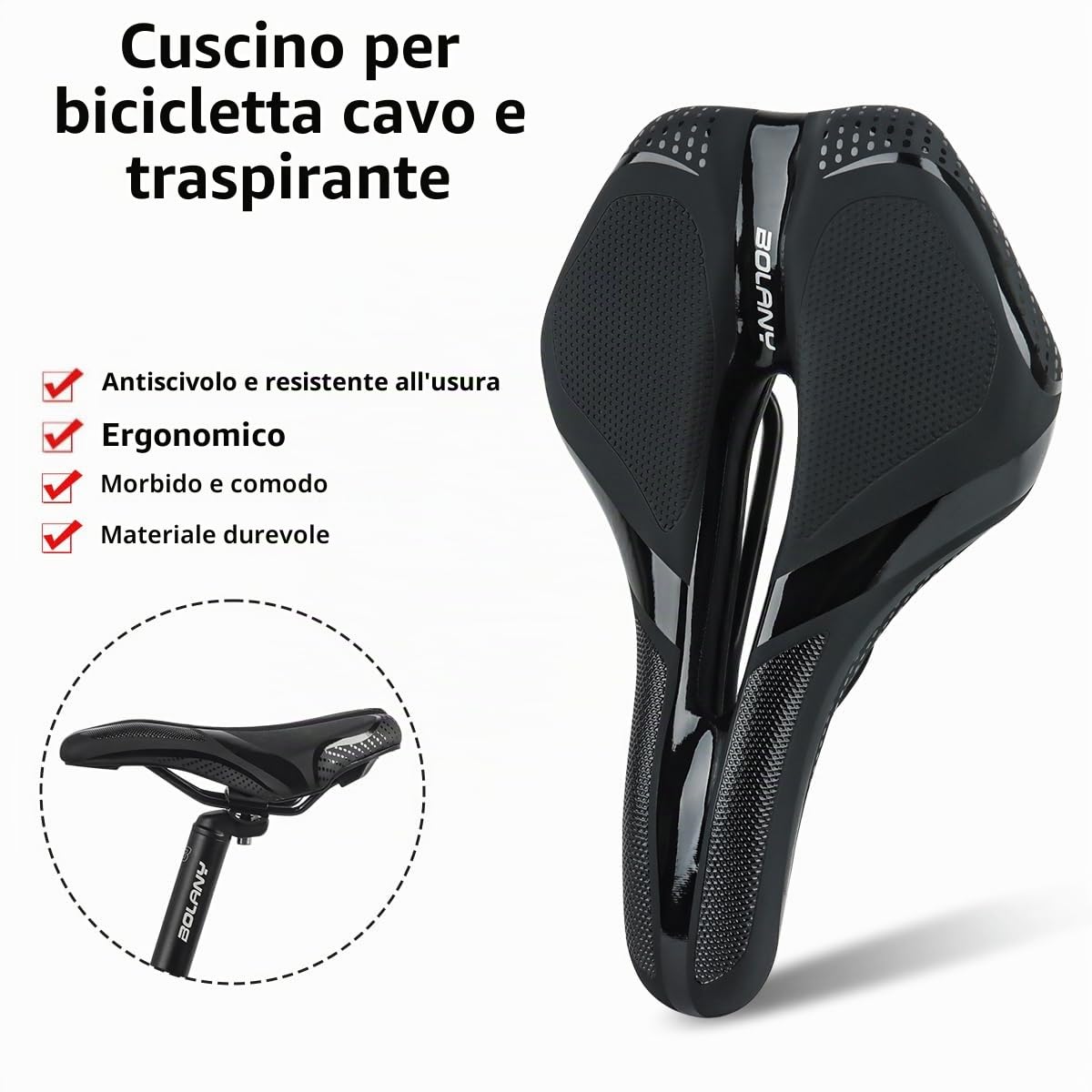 Sella per Bicicletta Comoda, Sella Bici Comoda, Sellino in Memory Foam Ergonomica Con Copertura Impermeabile Unisex per sella per City Bike Mountain Bike
