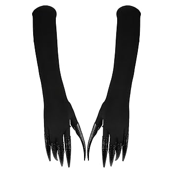 Guanti Halloween Con Unghie Lunghe - Neri, In Poliestere, Per Costumi E Feste A Tema - Foto 2