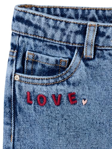 Jean mom fille brodé fleurs avec taille élastique ajustable - 3