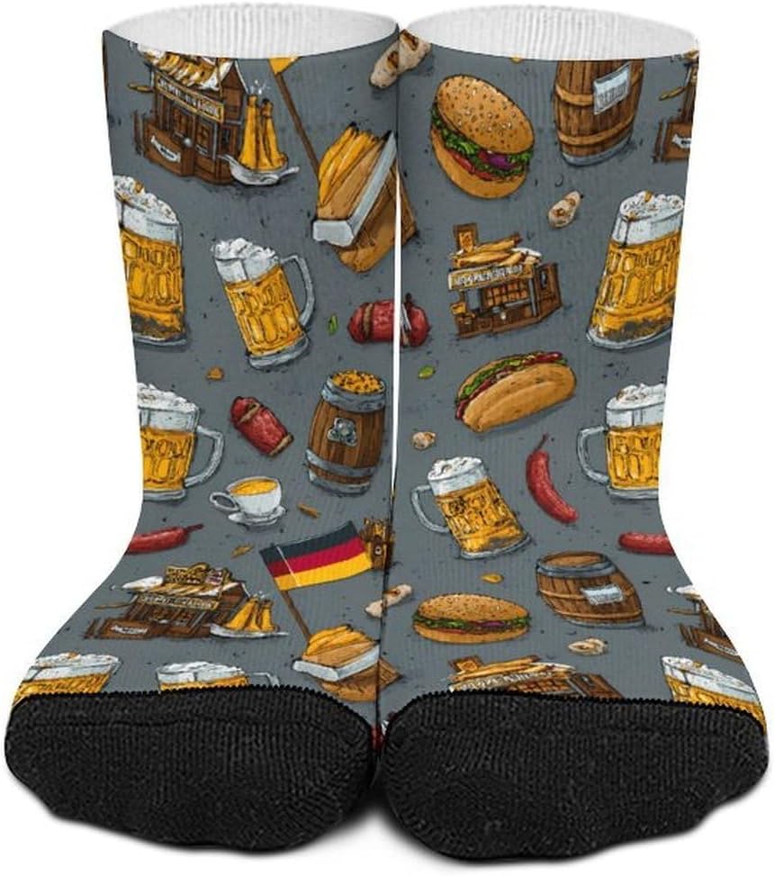 Germany Flag Beer German Food Knee High Socks Athletic Long Stockings Sport Casual Crew Tube Sock Boot