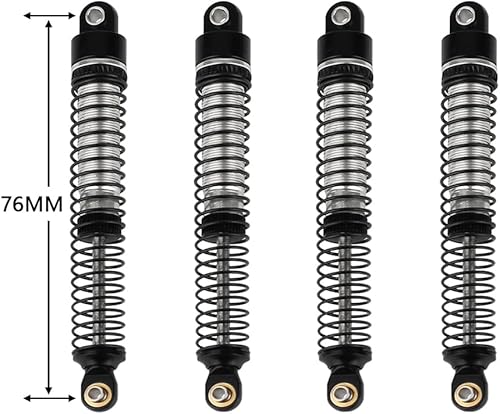 Miniatura 46 de Amortiguadores de aluminio de 2.323 in, amortiguadores de aceite roscados largos para 1/18 RC Crawler TRX4M TRX4-M Piezas de actualización (rojo)
