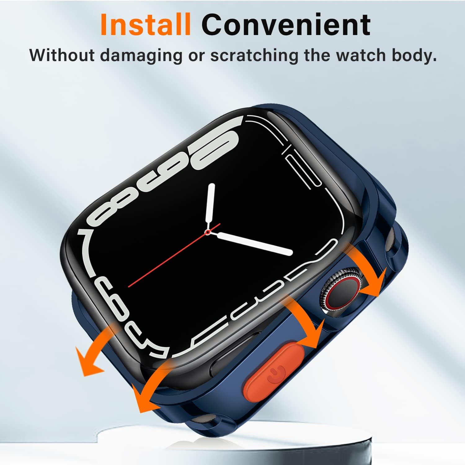 Amizee 2 Pack Rugged Case Compatible with Apple Watch Case Series 9/8/7 45mm SE 3/2/1 Series 6/5/4 44mm, Soft TPU Shockproof Bumper Drop Proof Protective Cover for iWatch (Plating Blue/Clear)